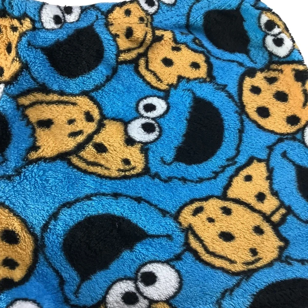 Sesame Street Shorts Girls Small 4-6 Blue Cookie Monster Fleece Pajama Bottoms